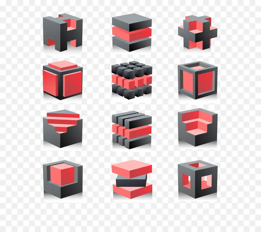 Cubes 3d，Rouge PNG