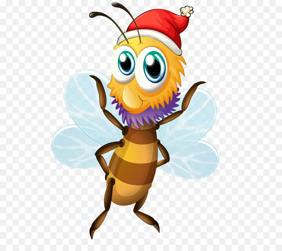 Abeille Avec Chapeau De Père Noël，Noël PNG