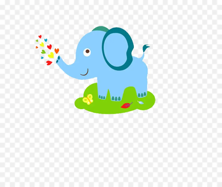 Éléphant Bleu，Cœurs PNG