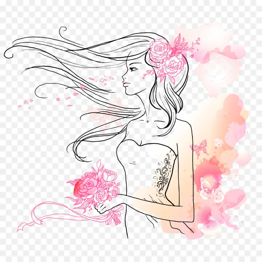 Femme Avec Des Fleurs，Fleurs PNG