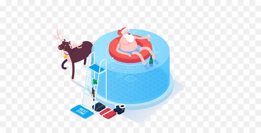 Père Noël Dans La Piscine，Père Noël PNG