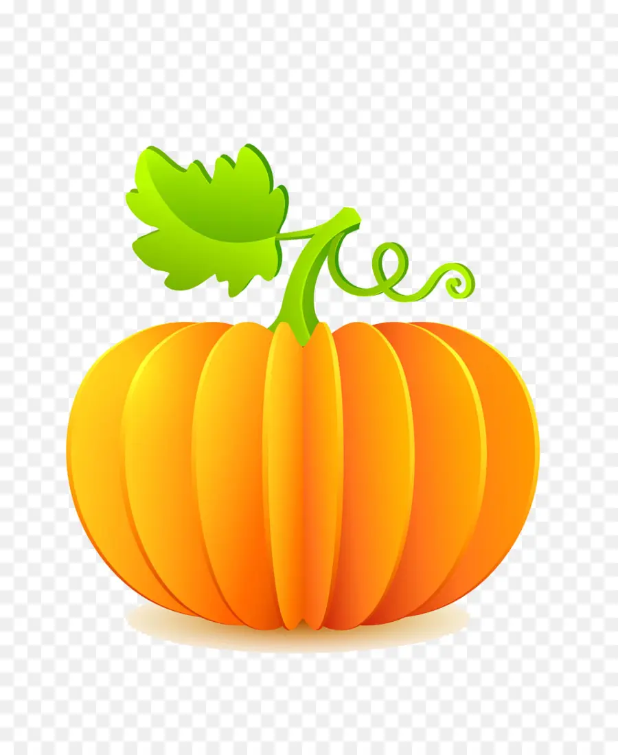 Citrouille Orange，Feuille Verte PNG