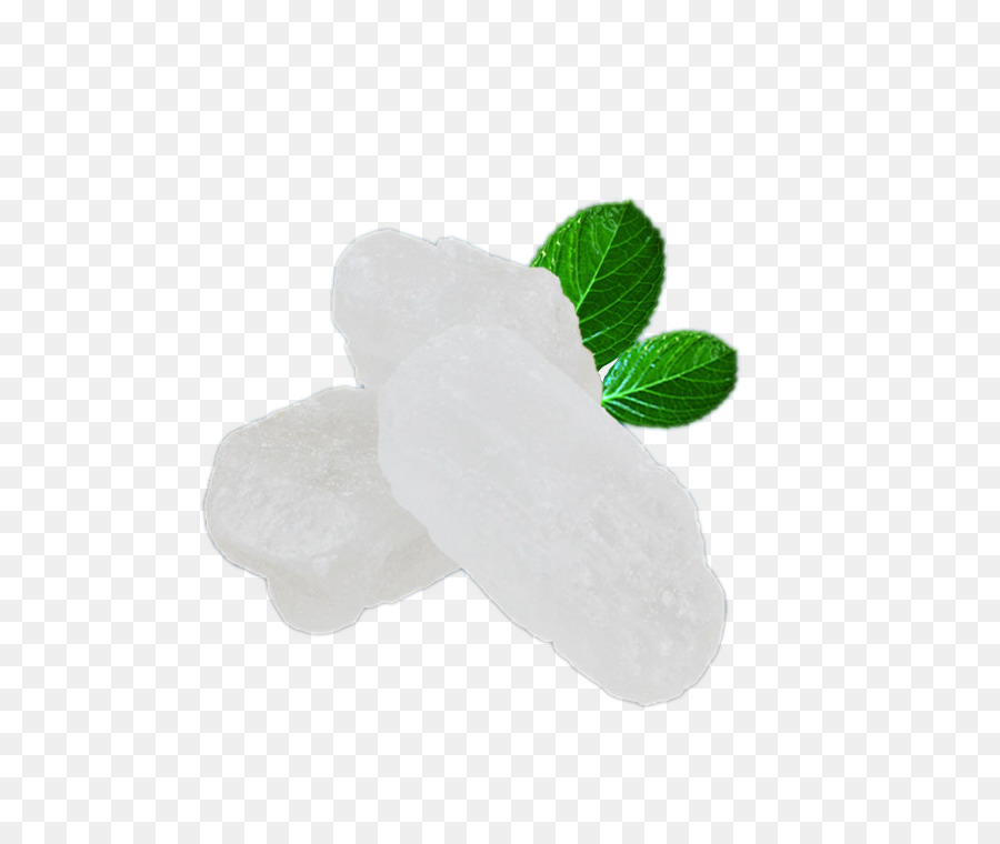 Cristaux Blancs，Feuilles De Menthe PNG