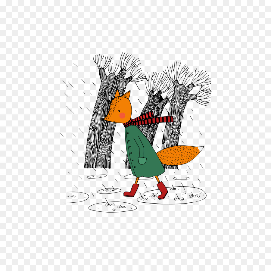 Renard Sous La Pluie，Forêt PNG