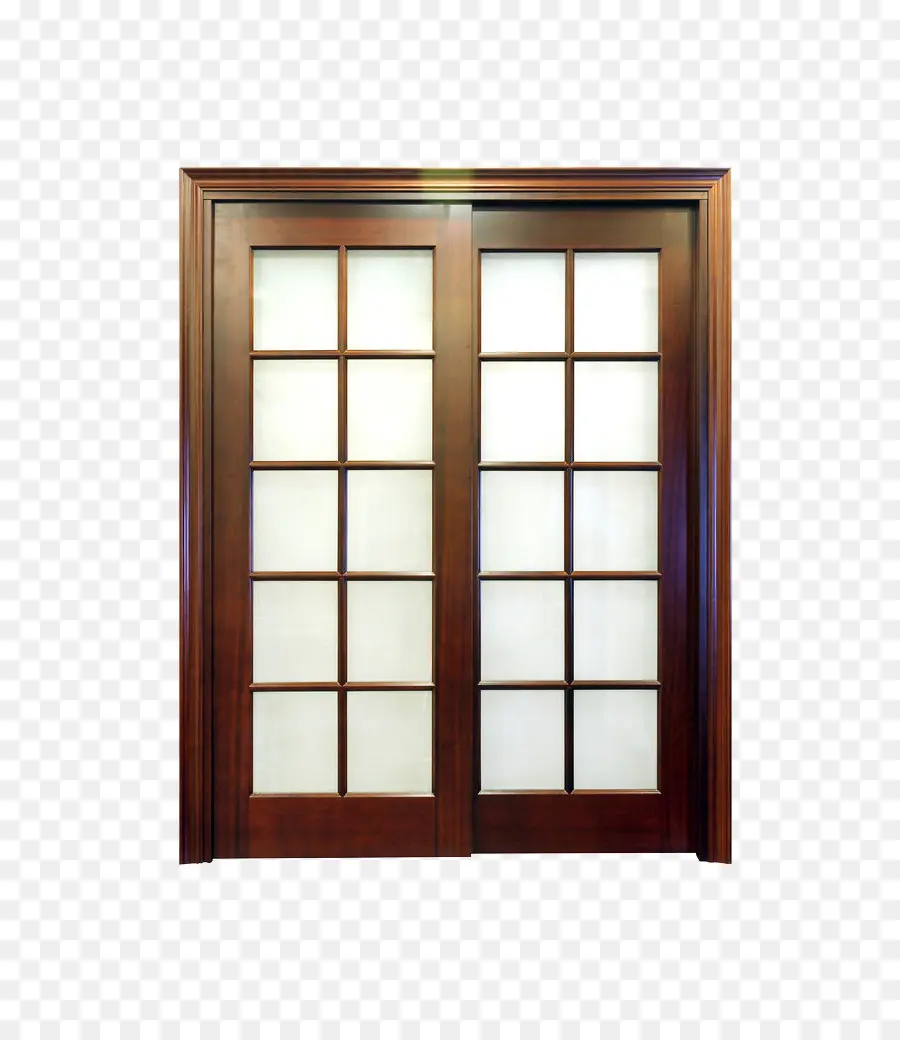 Porte En Bois，Panneaux De Verre PNG