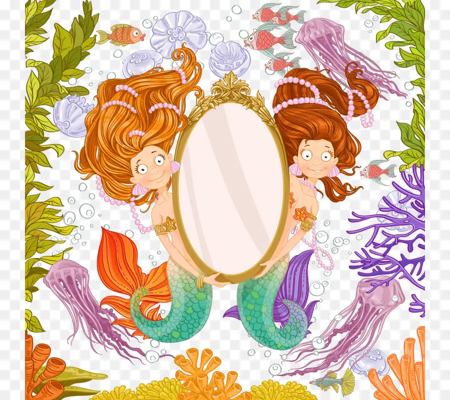 Sirènes Avec Miroir，Sous L'eau PNG