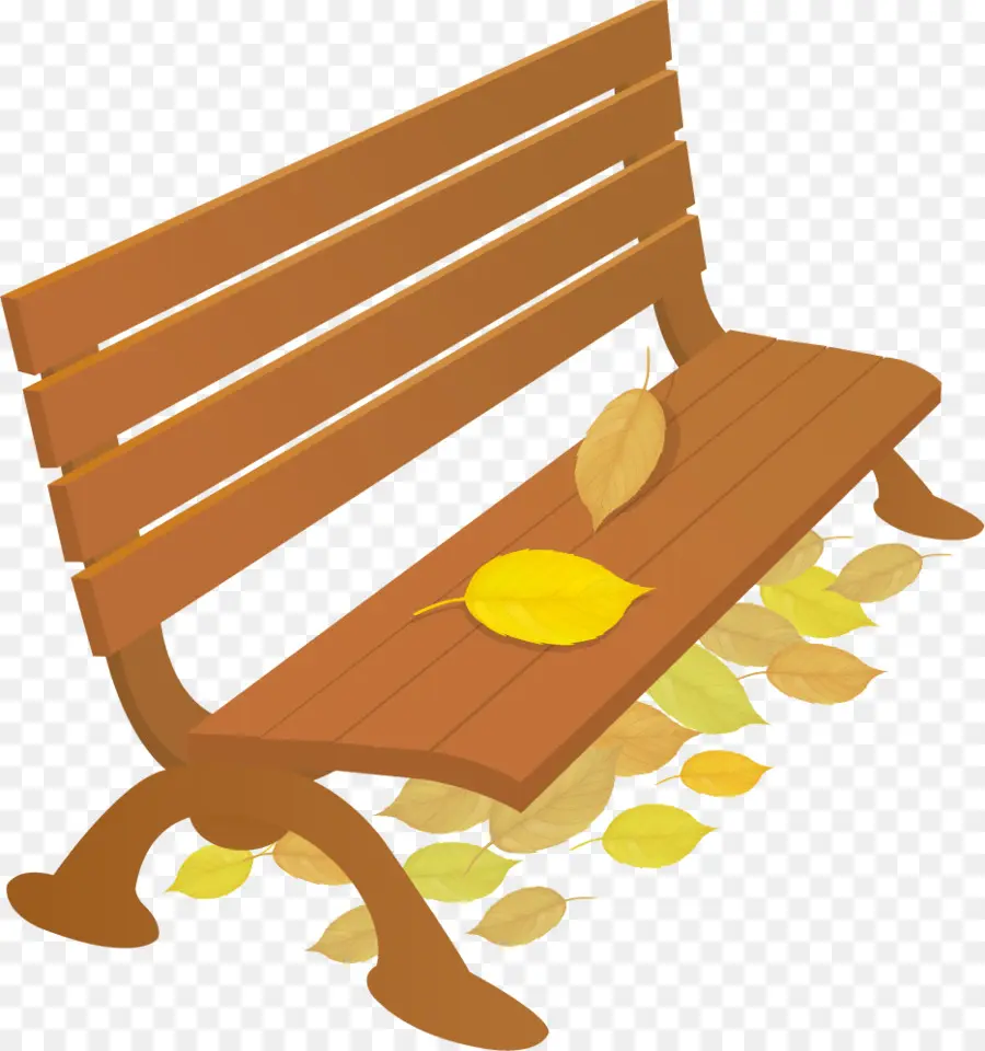 Banc En Bois，Feuilles PNG