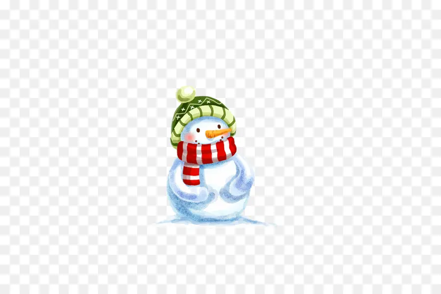 Bonhomme De Neige Au Chapeau Vert，Hiver PNG