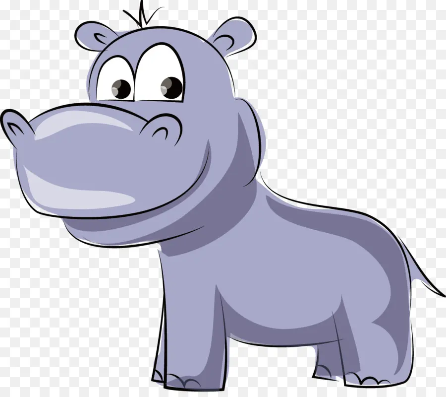 Hippopotame De Dessin Animé，Violet PNG