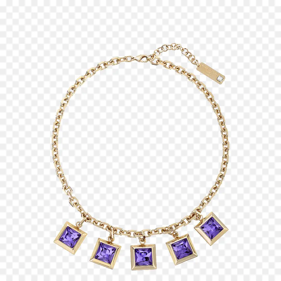 Collier En Or，Pierres Précieuses Violettes PNG