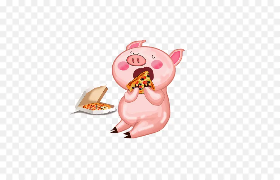 Cochon Mangeant De La Pizza，Nourriture PNG