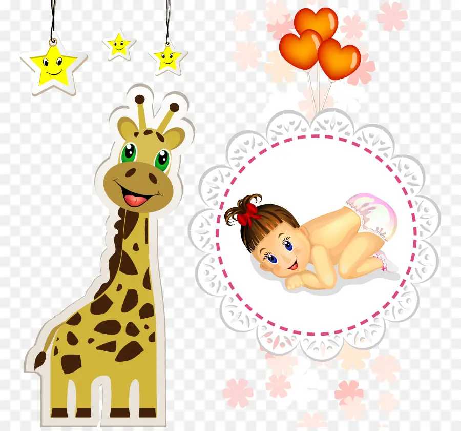 Girafe Et Bébé，Cœurs PNG