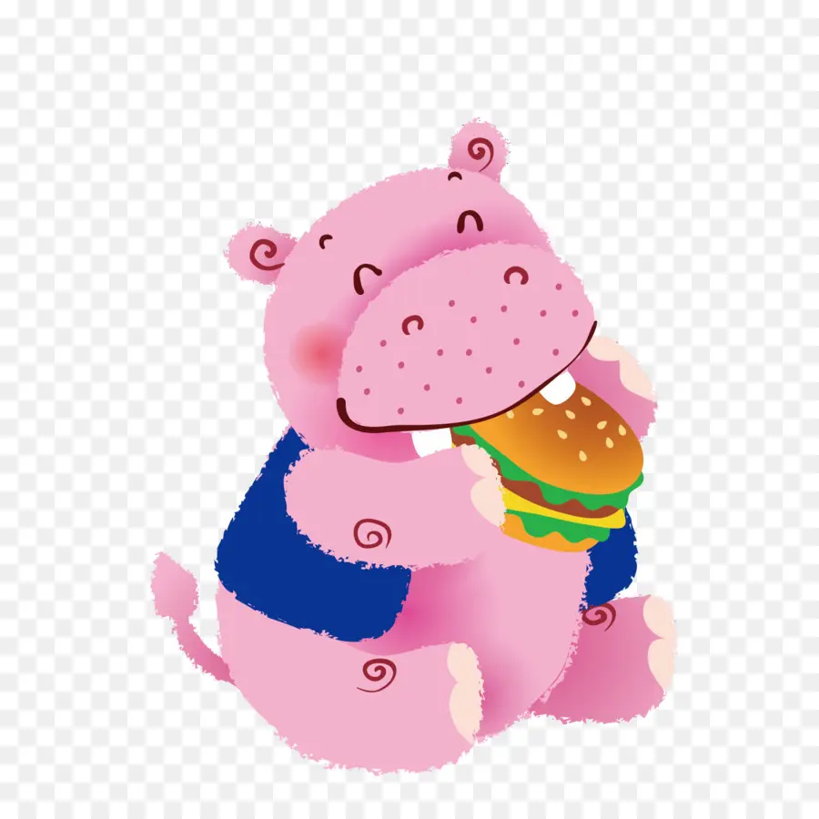 Hippopotame Mangeant Un Hamburger，Nourriture PNG