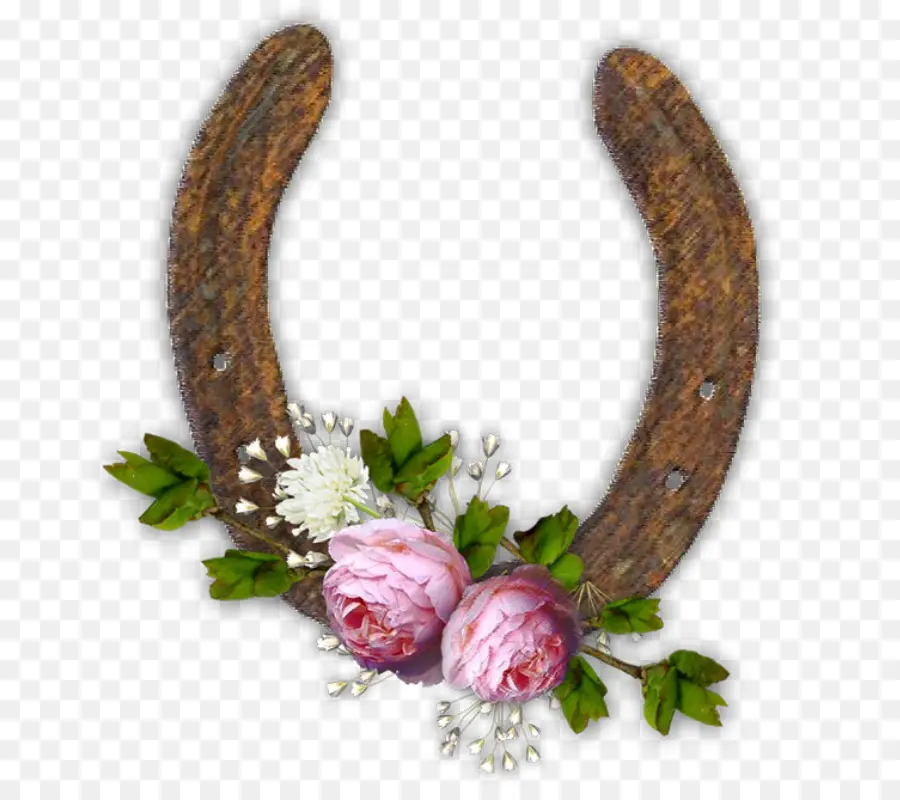 Fer à Cheval Avec Des Fleurs，Chance PNG