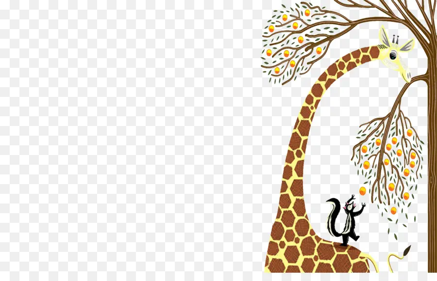 Girafe Et écureuil，Arbre PNG