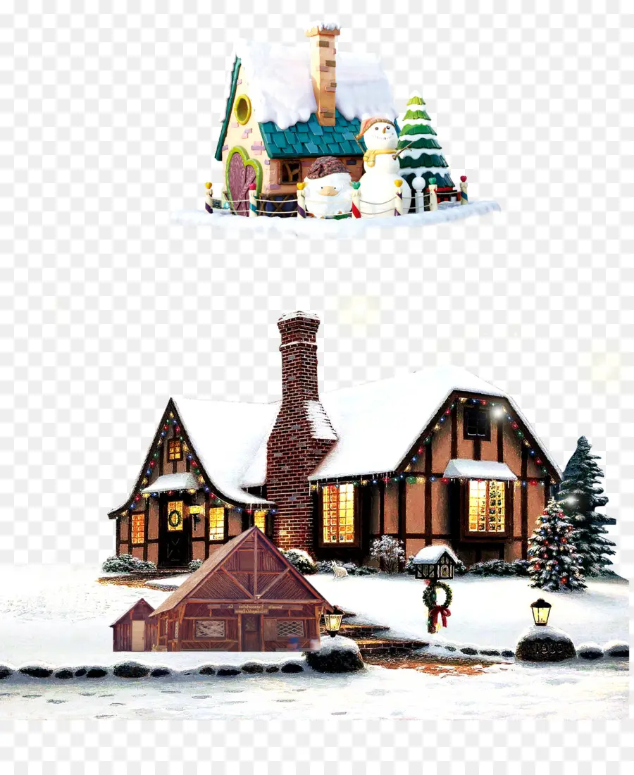 Maisons Enneigées，Hiver PNG