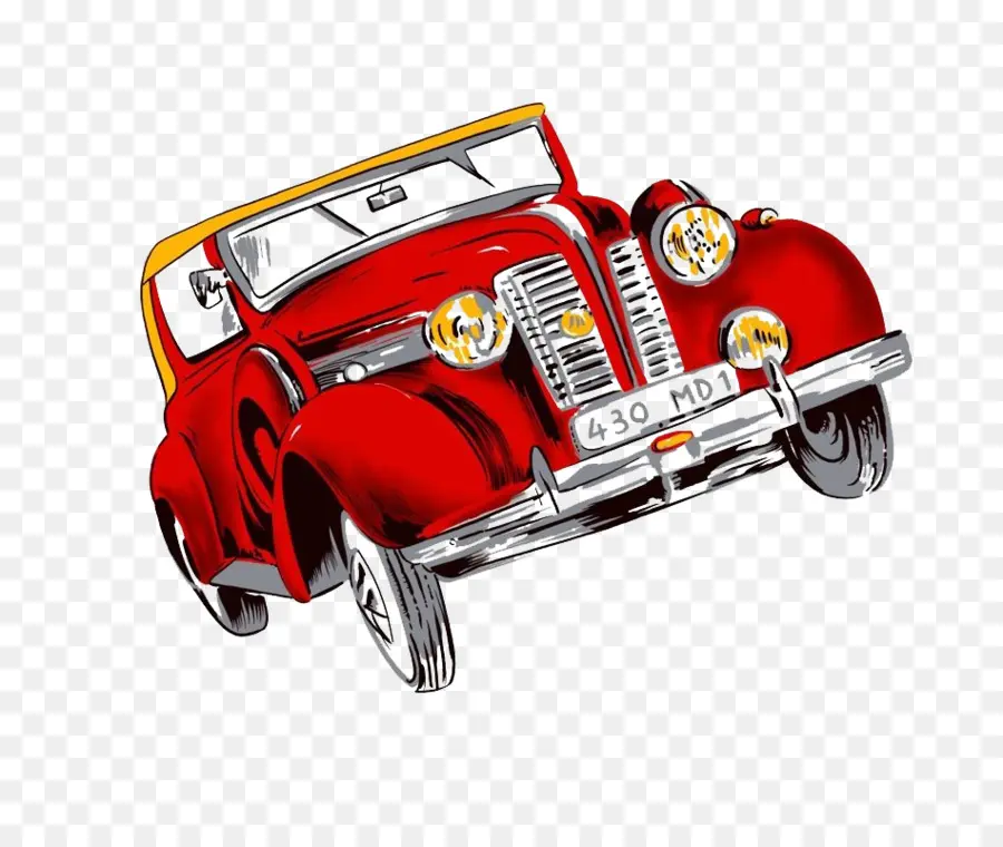 Voiture Ancienne Rouge，Classique PNG