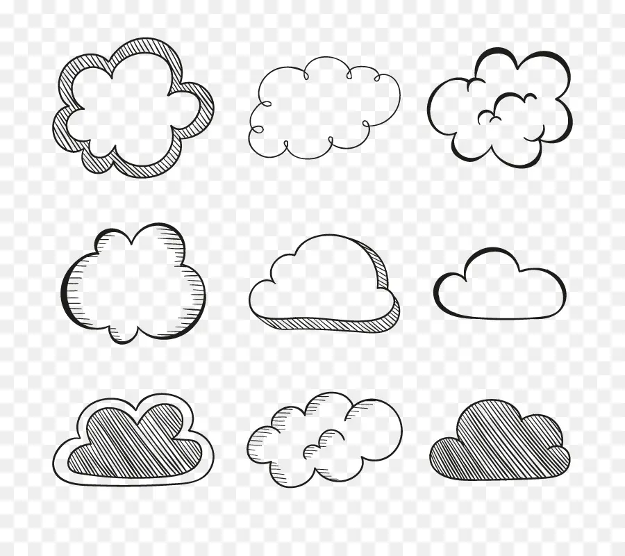 Nuages ​​décrits，Noir Et Blanc PNG