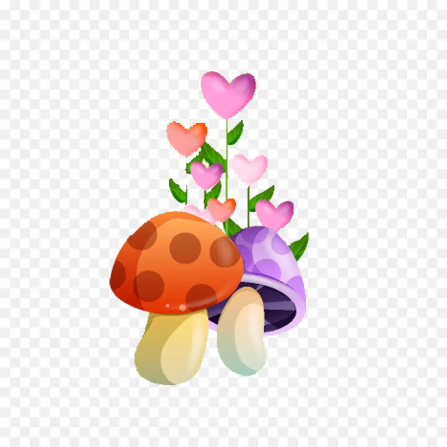 Champignons Et Coeurs，Cœurs PNG