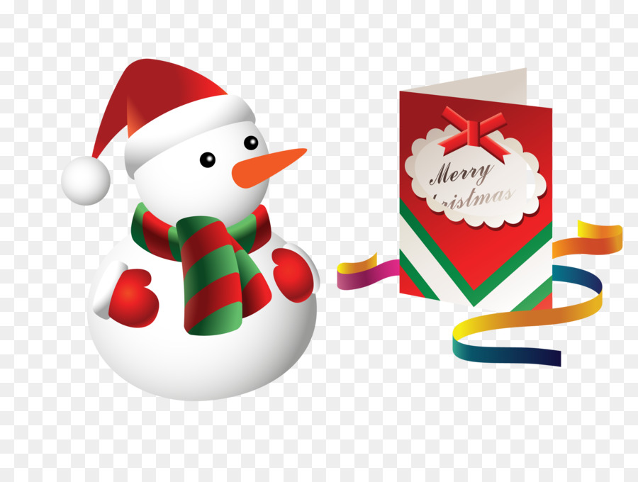 Bonhomme De Neige Et Carte De Noël，Chapeau De Père Noël PNG