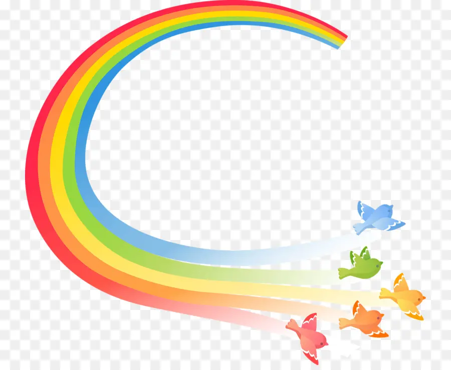 Arc En Ciel Et Oiseaux，Coloré PNG