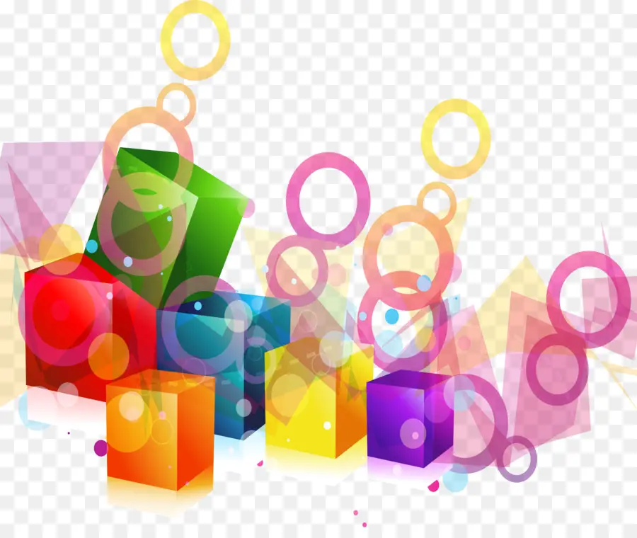 Cubes Colorés，Géométrique PNG