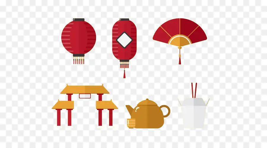 Lanternes Chinoises，Rouge PNG