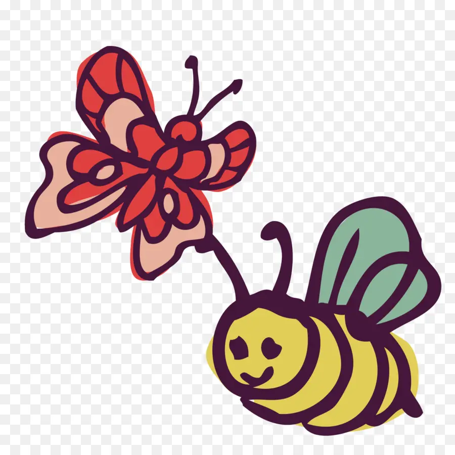 Abeille Et Papillon，Vol PNG