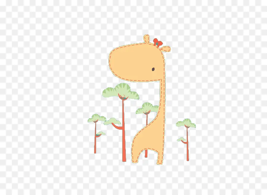 Girafe Mignonne，Arbres PNG