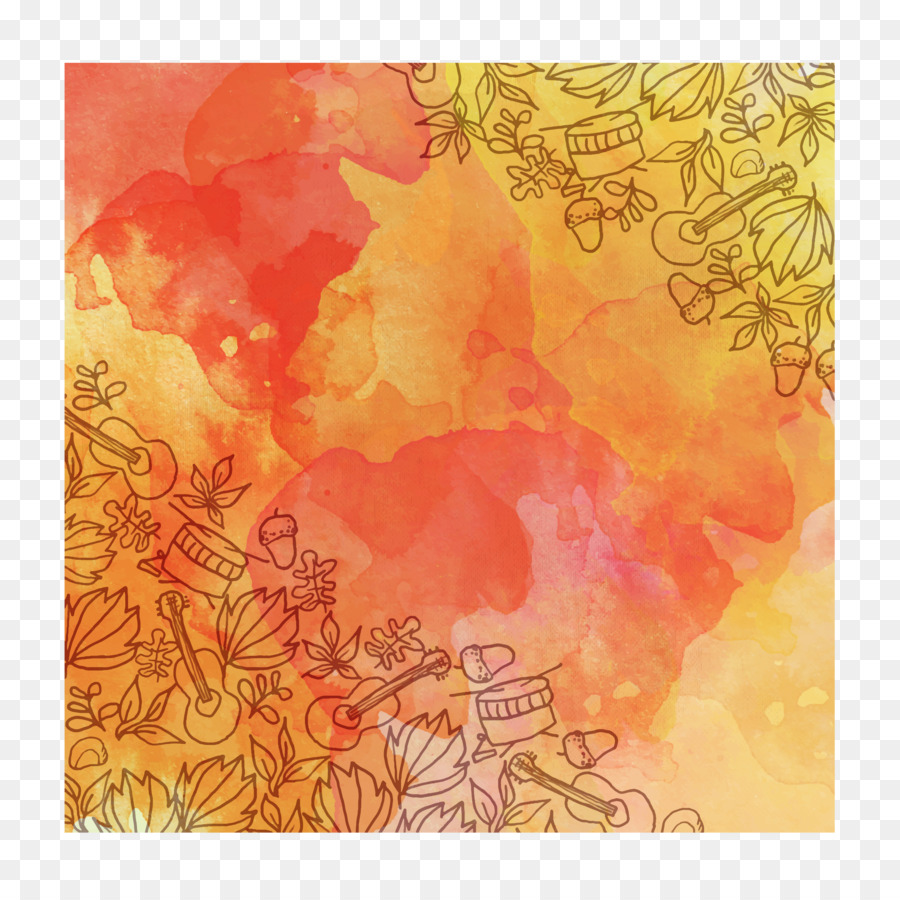 Fond Aquarelle Orange，Floral PNG