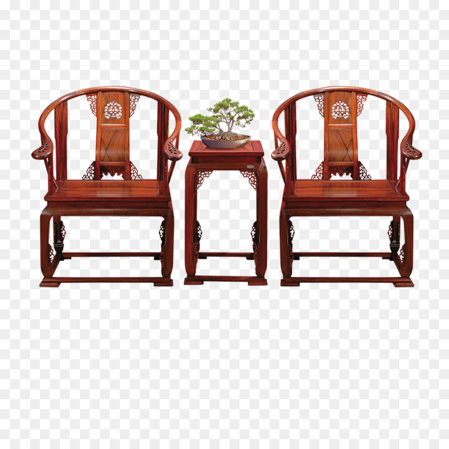 Chaises Et Table En Bois，Plante Bonsaï PNG