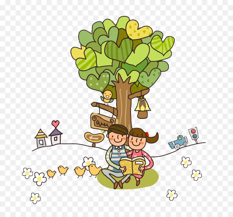 Couple Sous Un Arbre，Amour PNG