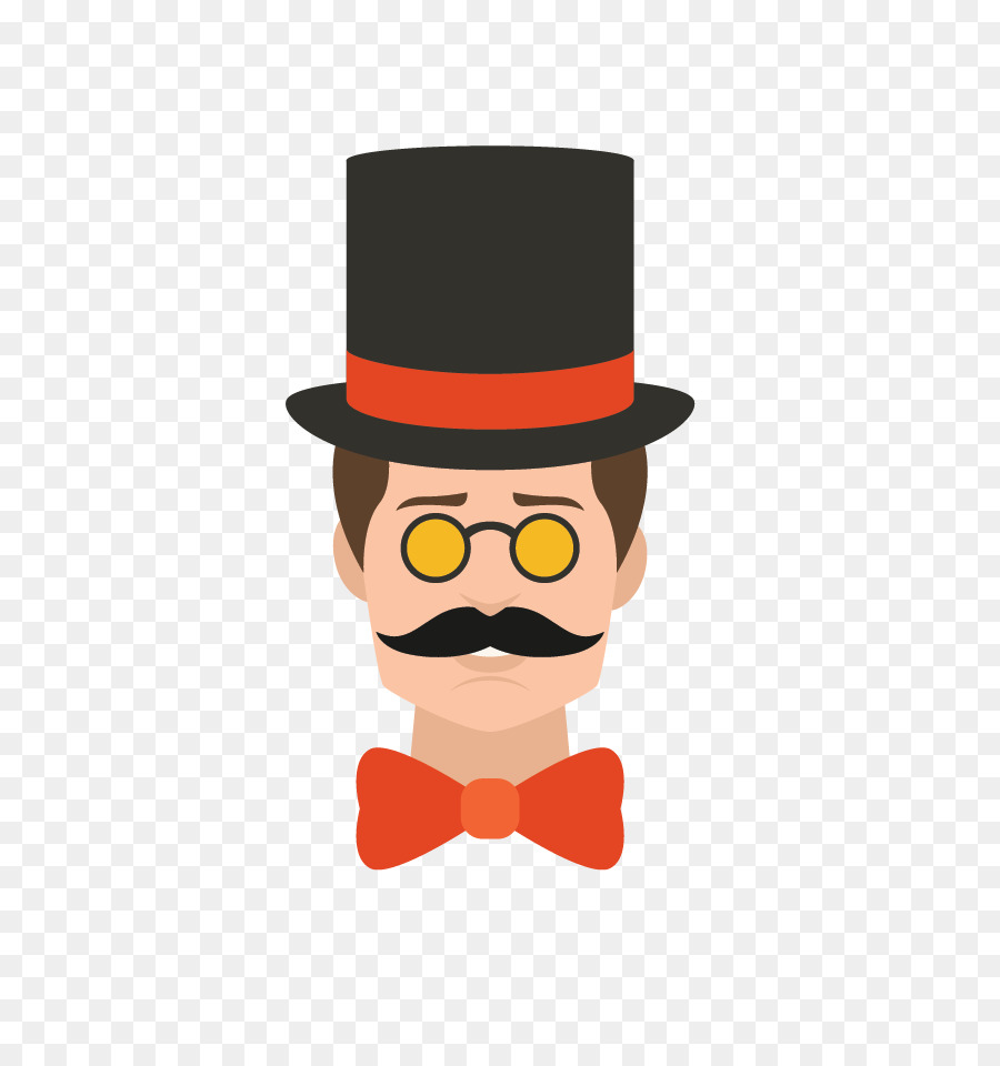 Homme Avec Chapeau Haut De Forme，Moustache PNG