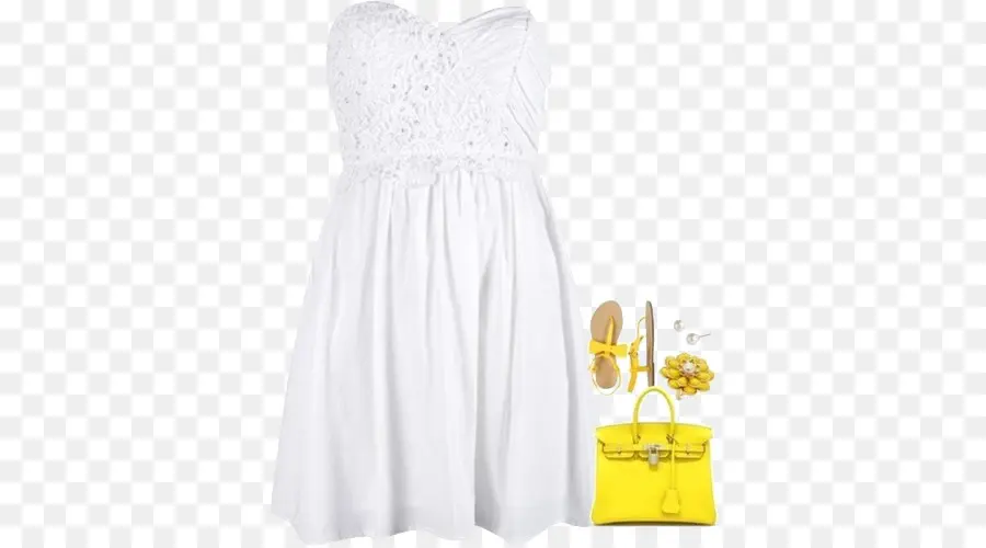 Robe Blanche，Sac Jaune PNG