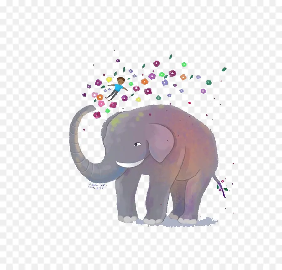 éléphant，Fleurs PNG