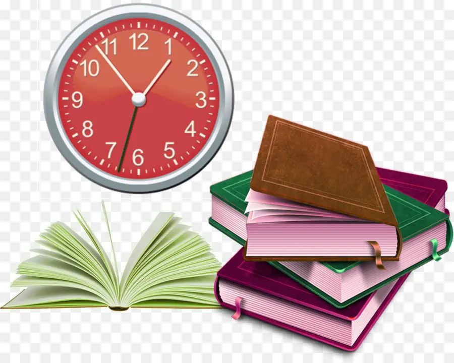 Livres Et Horloge，En Lisant PNG