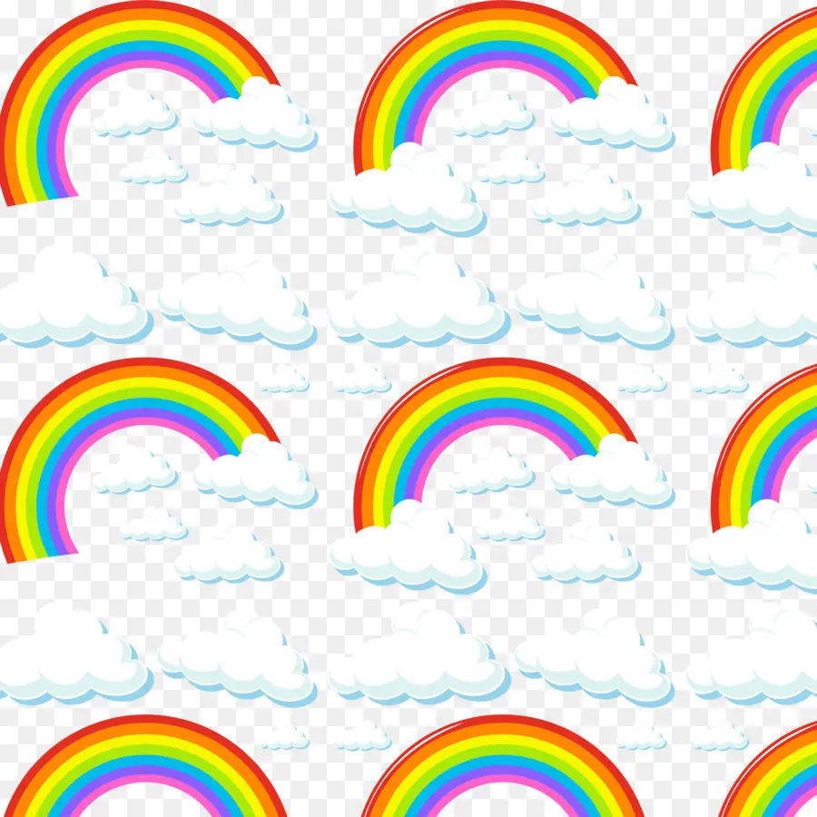 Arc En Ciel Et Nuages，Coloré PNG