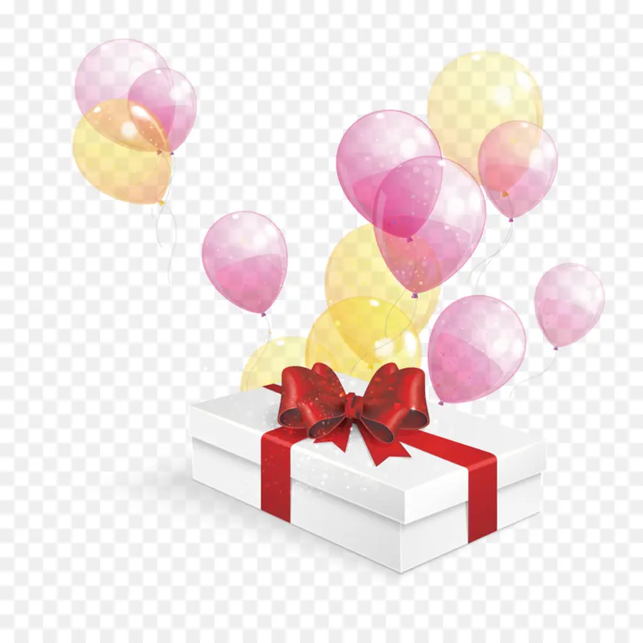 Ballons Rouges Et Coffret Cadeau，Des Ballons PNG