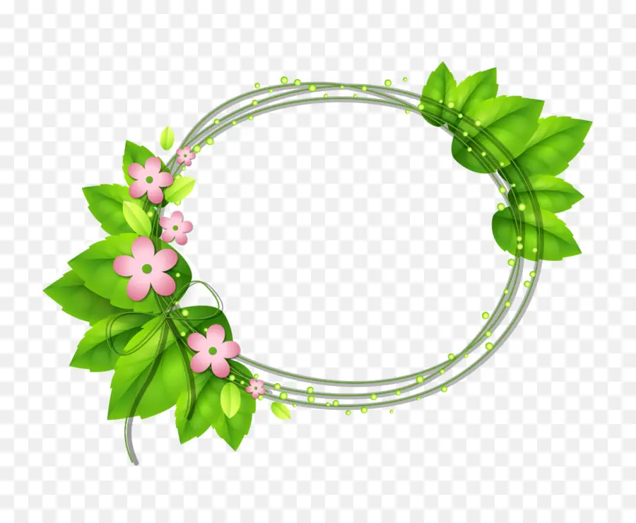 Couronne De Feuilles Vertes，Fleurs PNG