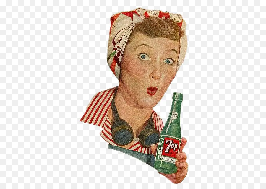 Femme Vintage，Bouteille 7up PNG