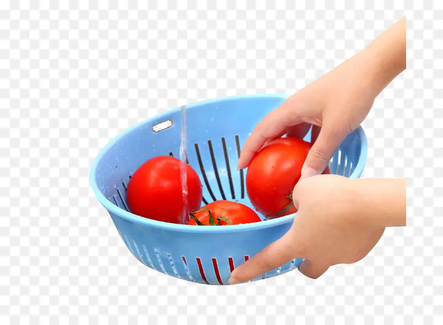 Tomates Dans Une Passoire Bleue，Lavage PNG