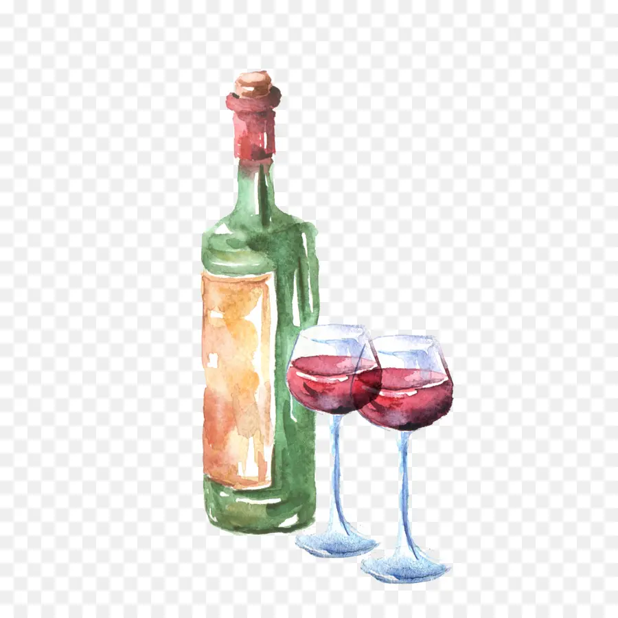 Bouteille De Vin Et Verre，Alcool PNG