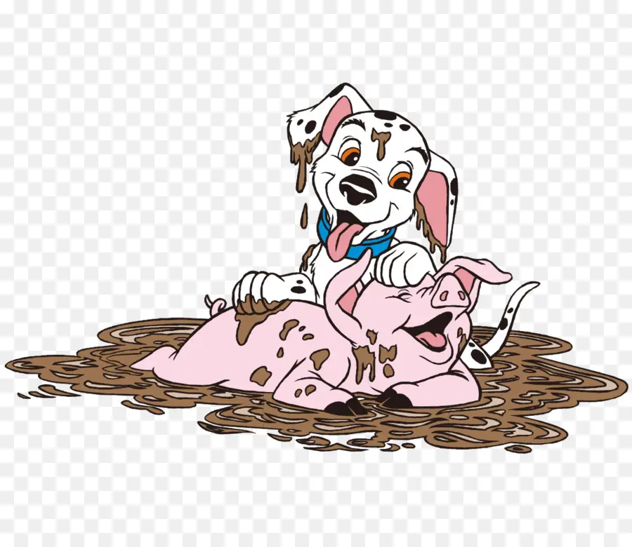 Dalmatien Et Cochon Dans La Boue，Dalmatien PNG