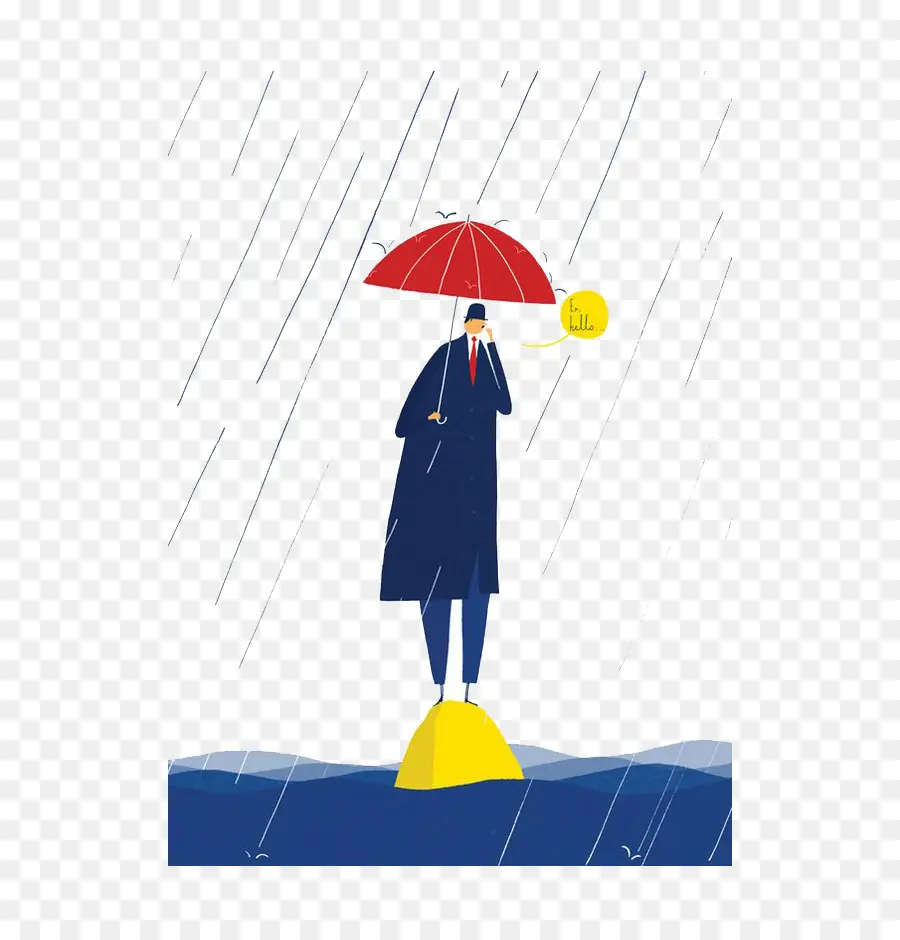 Homme Au Parapluie Rouge，Pluie PNG