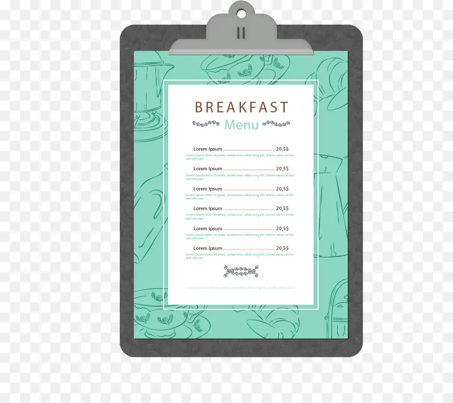 Menu Du Petit Déjeuner，Presse Papiers PNG