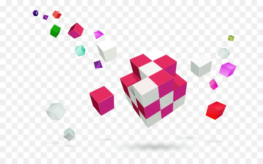 Cubes Violets，3d PNG