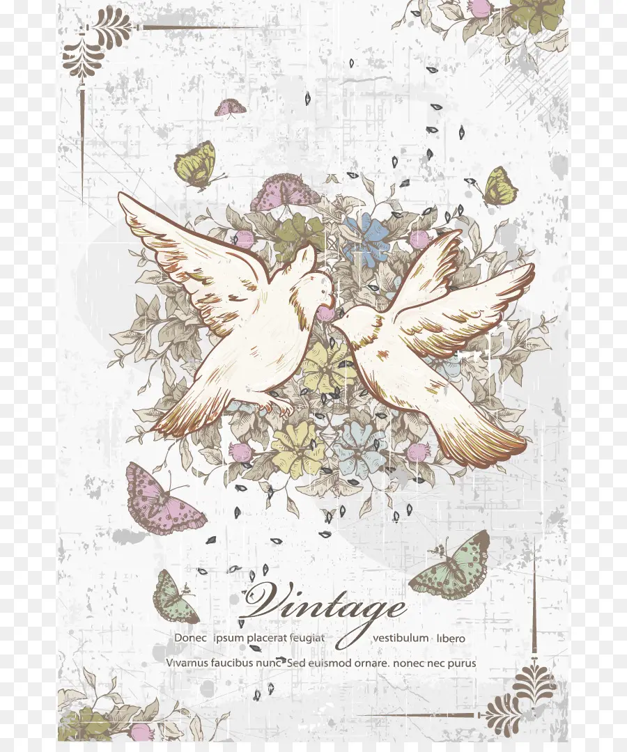 Invitation De Mariage，Oiseau D'amour PNG