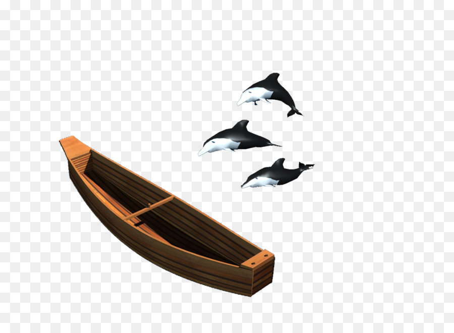 Bateau Et Dauphins，En Bois PNG