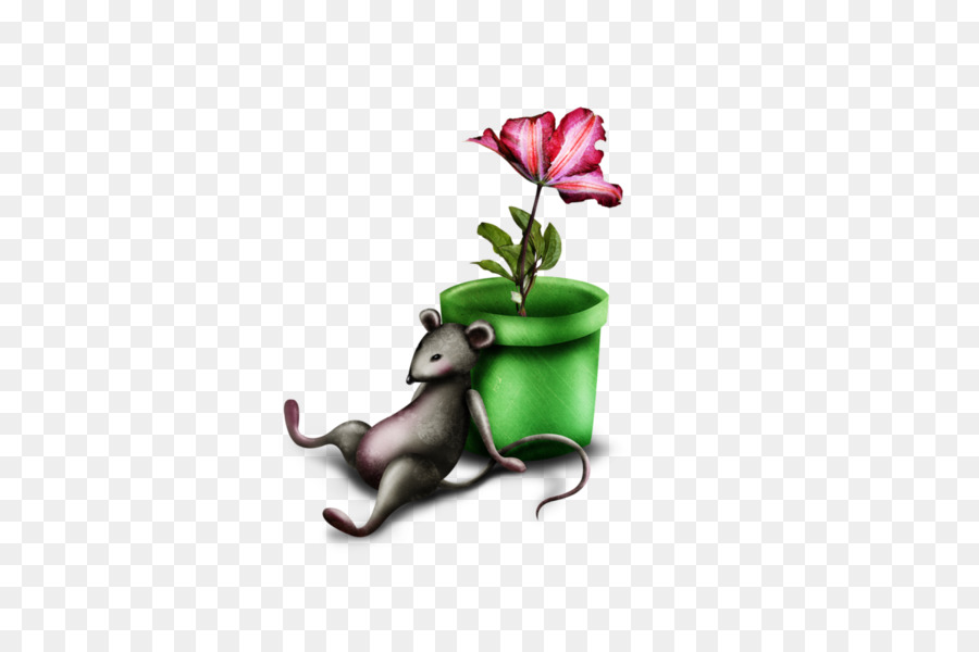 Souris Et Fleur，Pot PNG