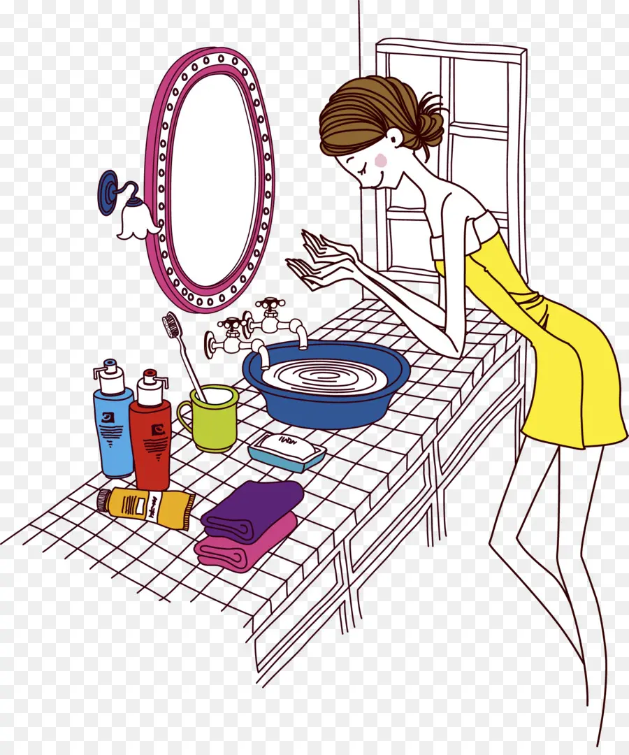 Femme Au Lavabo，Salle De Bain PNG